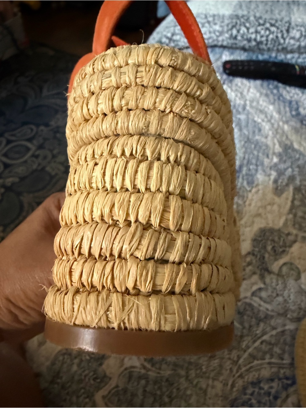 Tory Burch Orange Suede Espadrille Wedge Sandals with Ankle Strap - Picture 12 of 16